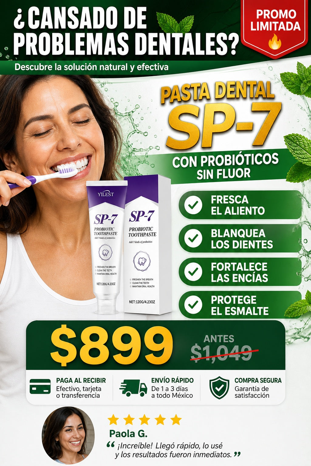 Pasta Dental SP-7 con Probióticos Sin Fluor - imagen 3