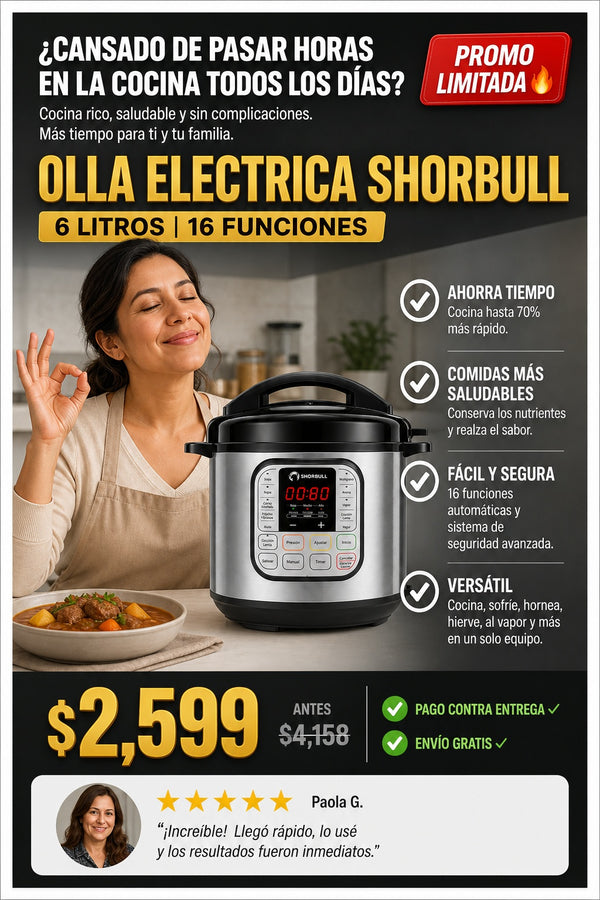 Olla Electrica Shorbull 6 lITROS16 Funciones - imagen 3