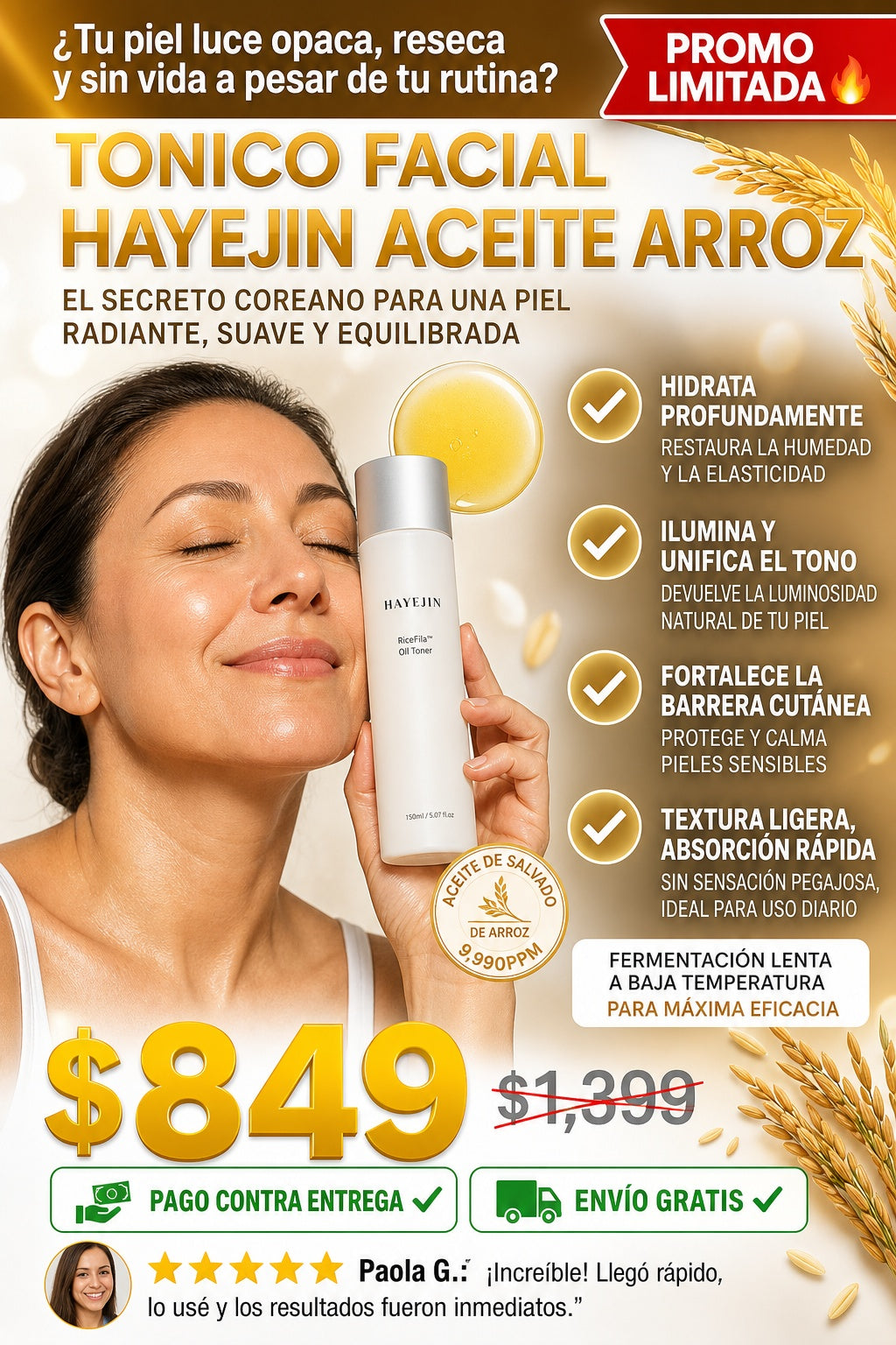 Tonico Facial Hayejin Aceite Arroz - imagen 3