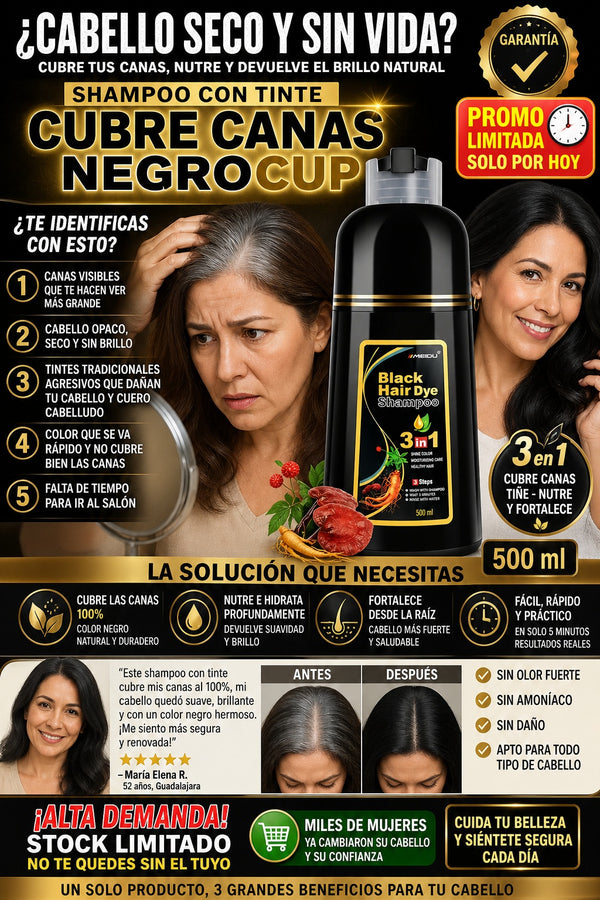 Shampoo Con Tinte Cubre Canas Negrocup - imagen 3
