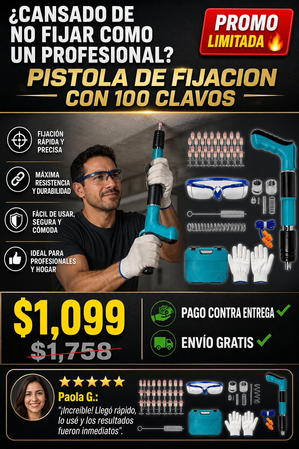 Pistola De Fijacion Con 100 Clavos - imagen 3