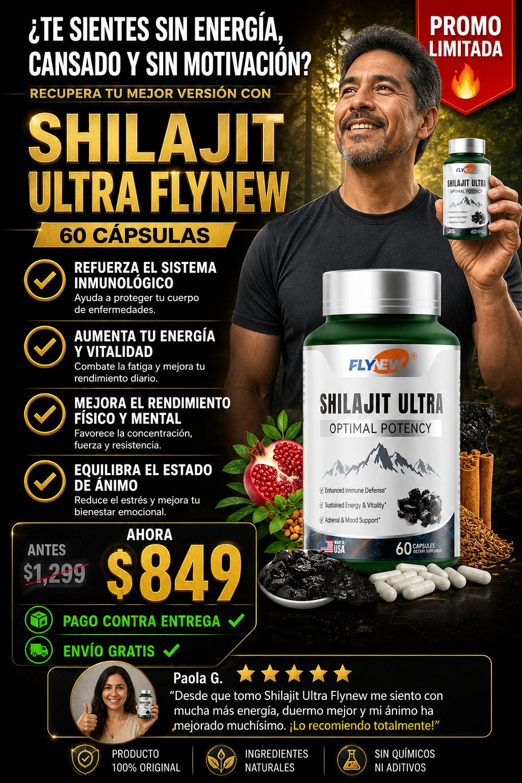 Shilajit Ultra Flynew 60 Capsulas - imagen 3