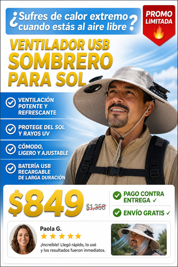 Ventilador Usb Sombrero Para Sol - imagen 3