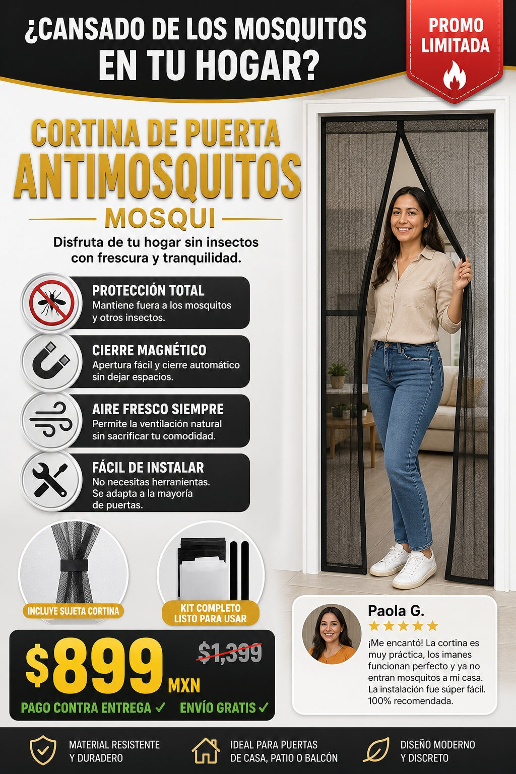 Cortina De Puerta Antimosquitos Mosqui - imagen 3