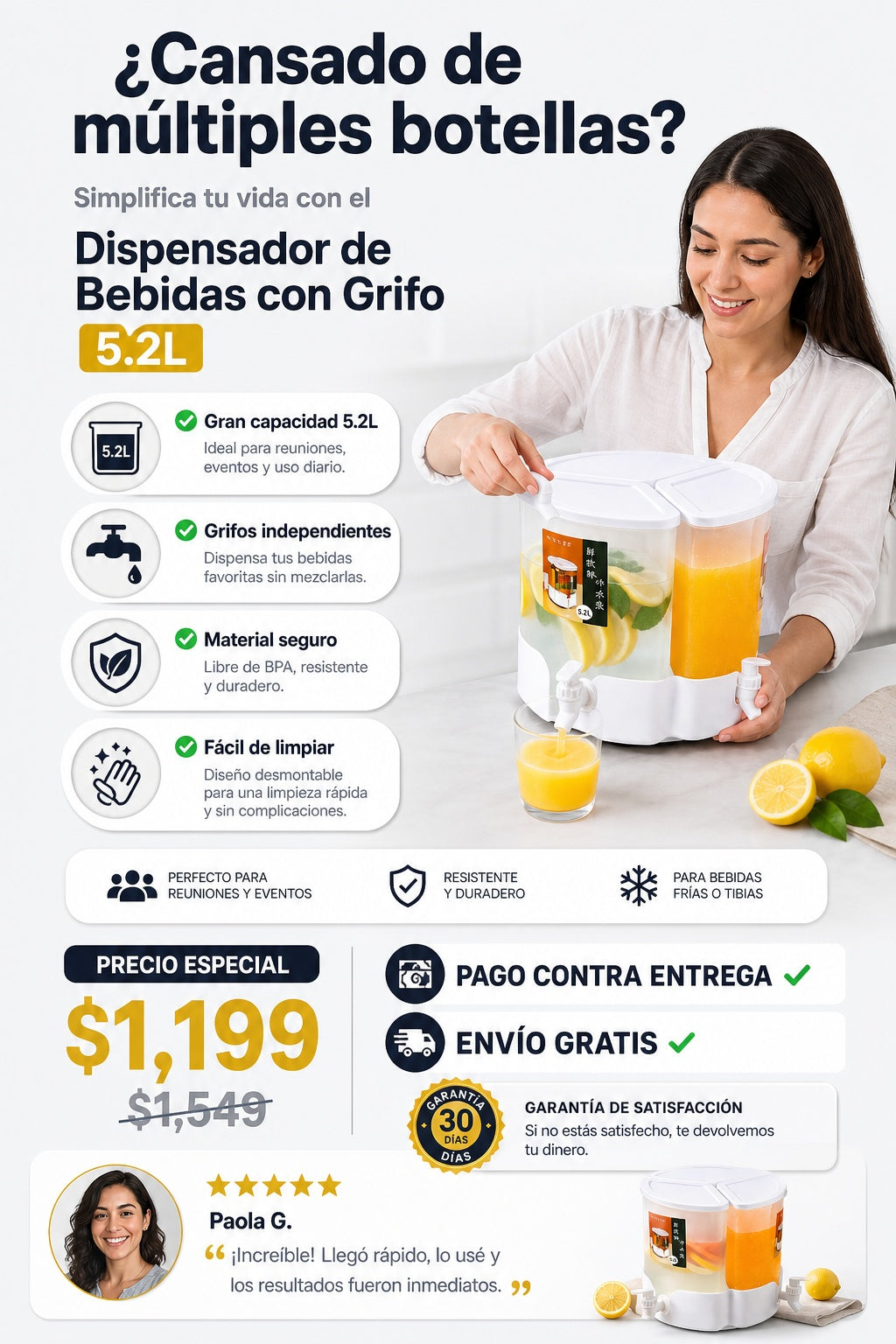 Dispensador de Bebidas con Grifo 5.2L - imagen 3