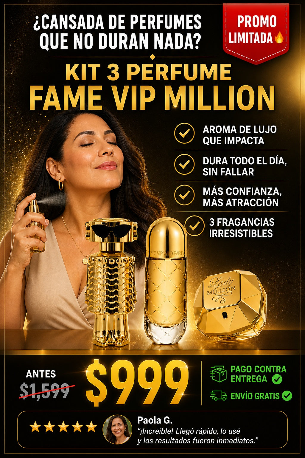 Kit 3 Perfume Fame Vip Million - imagen 3