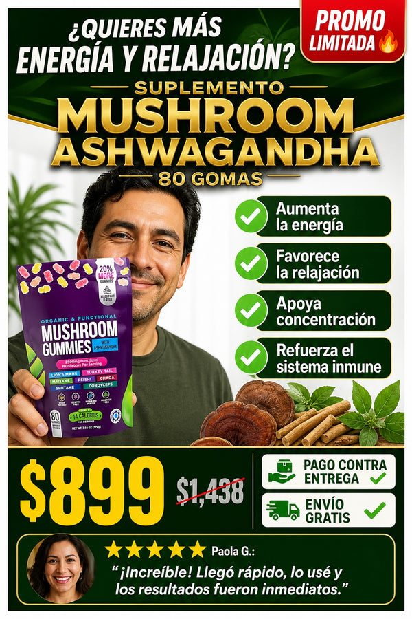 Suplemento Mushroom Ashwagandha 80 Gomas - imagen 3