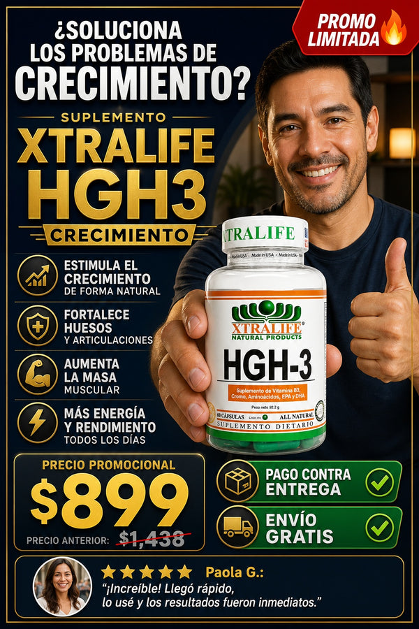 Suplemento Xtralife Hgh3 Crecimiento - imagen 3