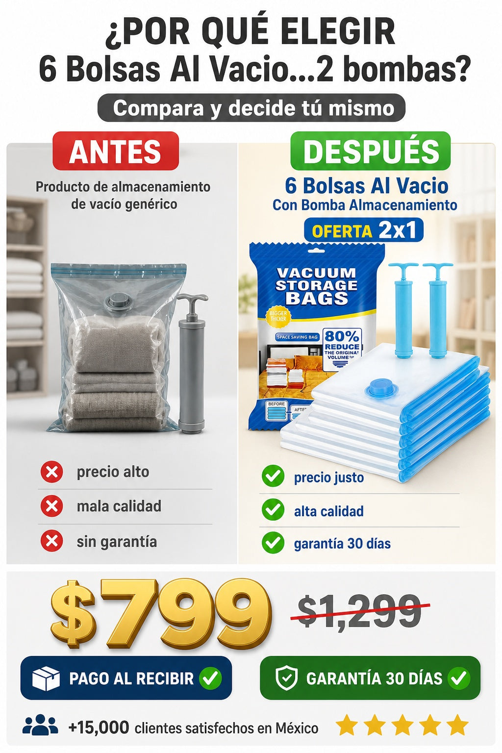 6 Bolsas Al Vacio Con Bomba Almacenamiento oferta 2x1 compra un paqute de 6 y recibe el segundo gratis total 12 bolsas y 2 bombas - imagen 4