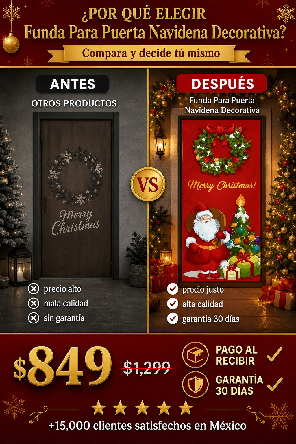 Funda Para Puerta Navidena Decorativa - imagen 4