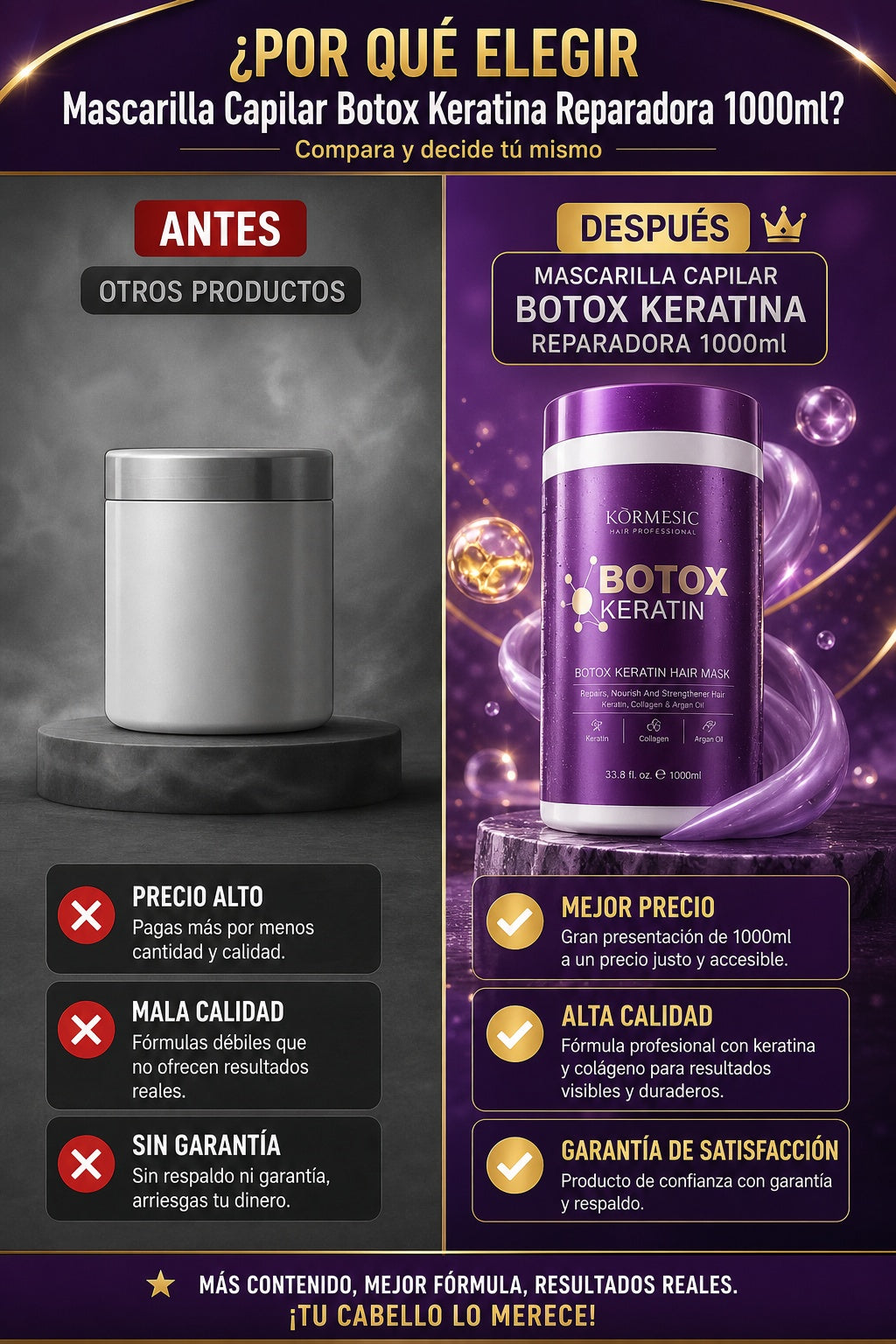 Mascarilla Capilar Botox Keratina Reparadora 1000ml - imagen 4