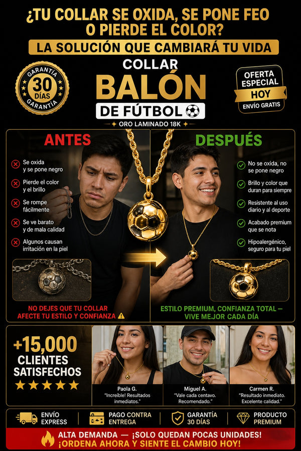Cadena Balón de Fútbol en Oro Laminado — Lleva tu pasión siempre contigo - imagen 4