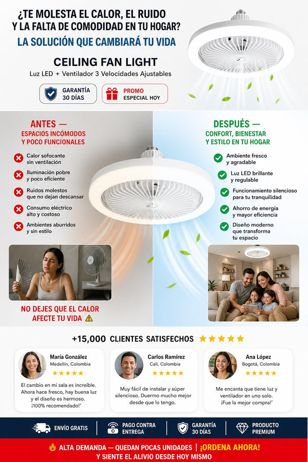 Lampara Ventilador Con Luz Y Control - imagen 4