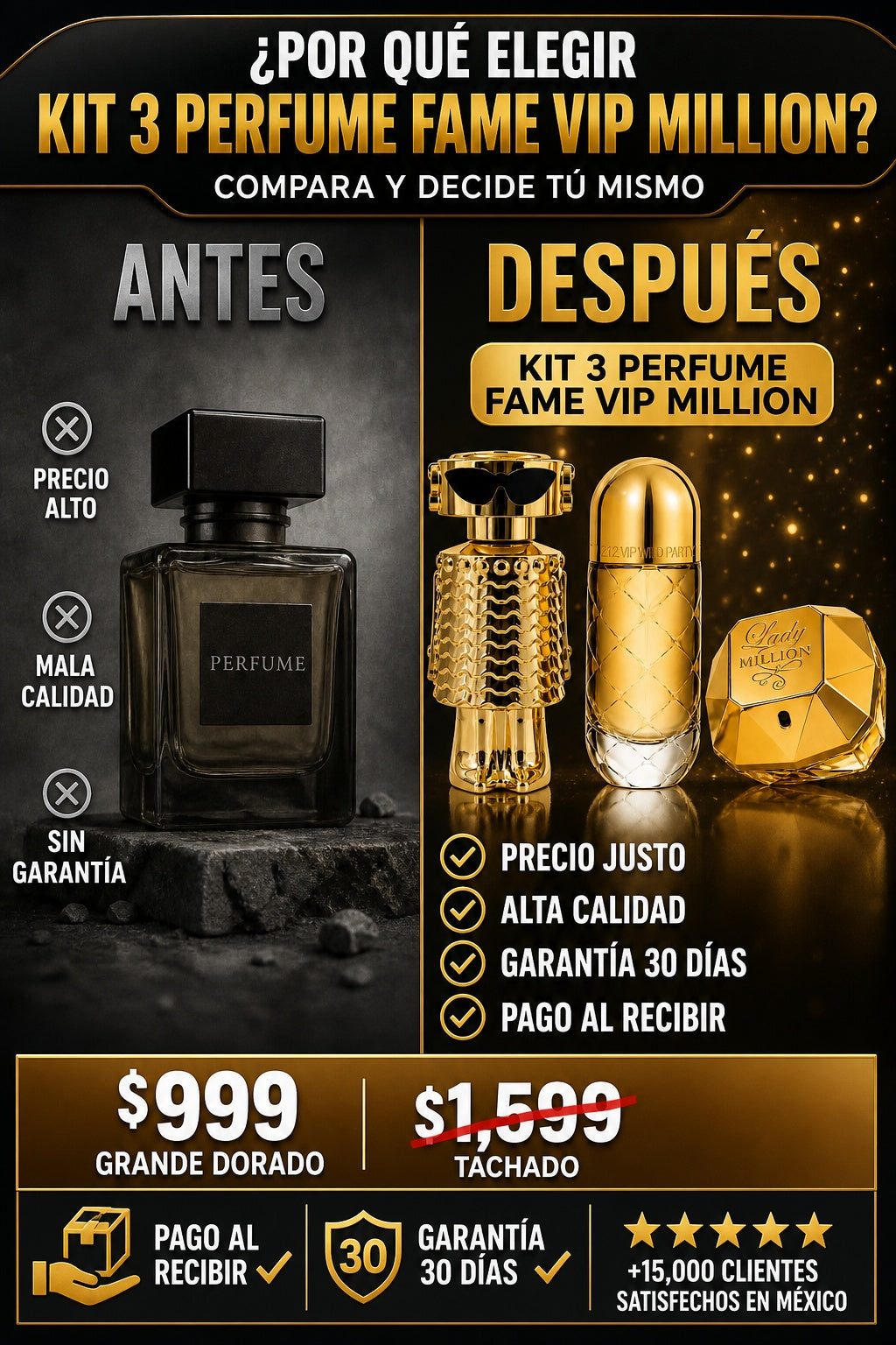 Kit 3 Perfume Fame Vip Million - imagen 4