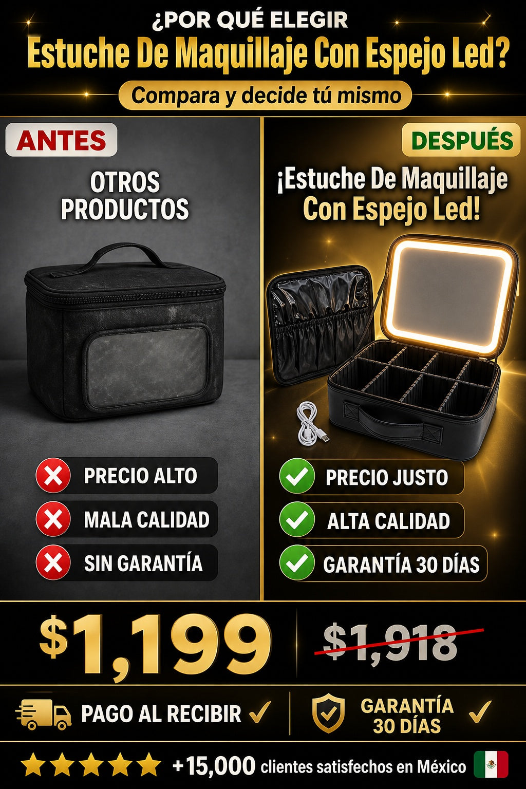 Estuche De Maquillaje Con Espejo Led - imagen 4