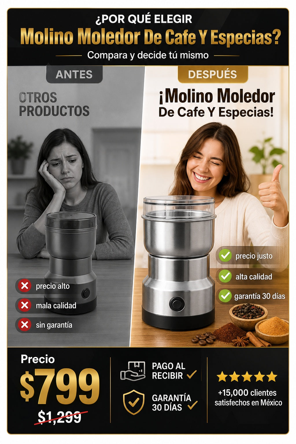 Molino Moledor De Cafe Y Especias - imagen 4