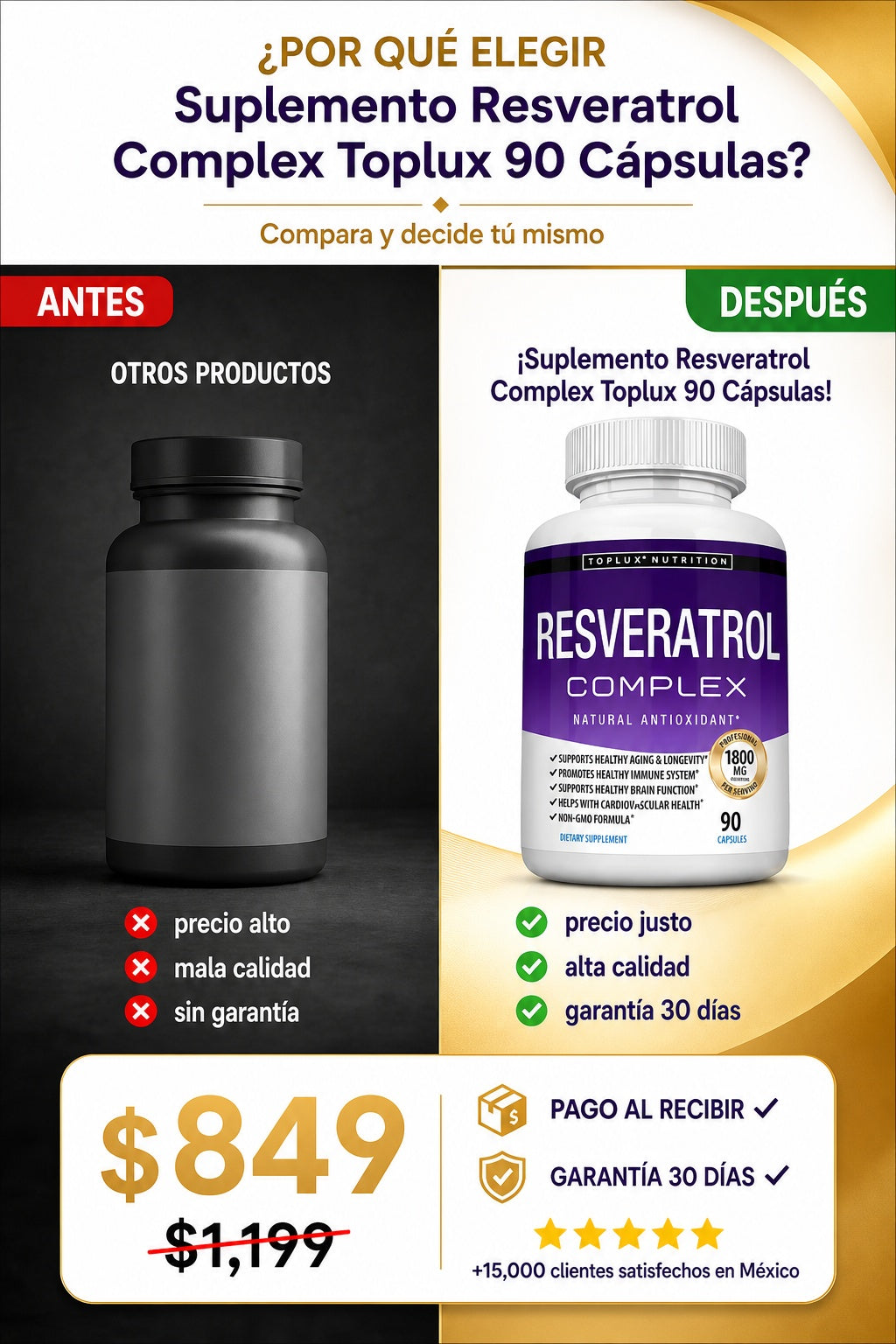 Suplemento Resveratrol Complex Toplux 90 Cápsulas - imagen 4