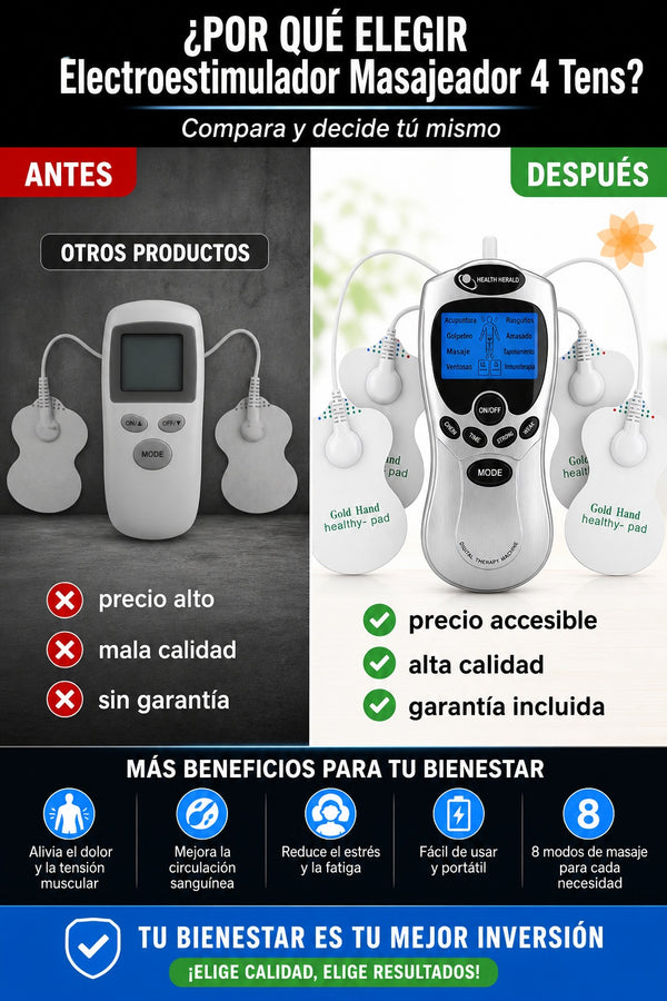 Electroestimulador Masajeador 4 Tens - imagen 4