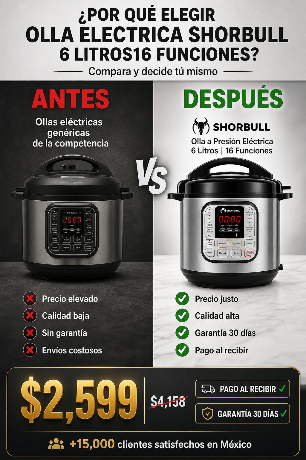 Olla Electrica Shorbull 6 lITROS16 Funciones - imagen 4