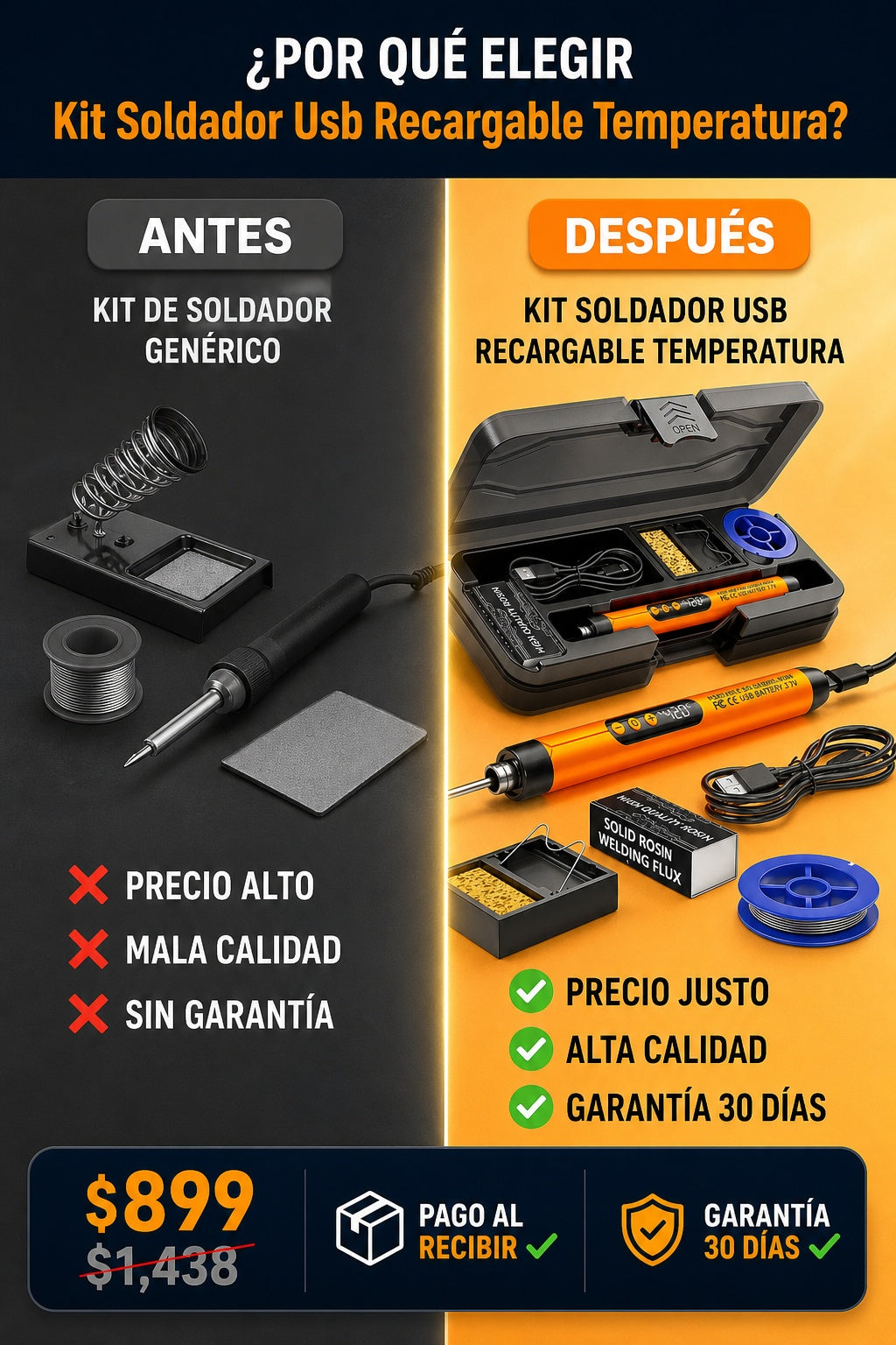 Kit Soldador Usb Recargable Temperatura - imagen 4