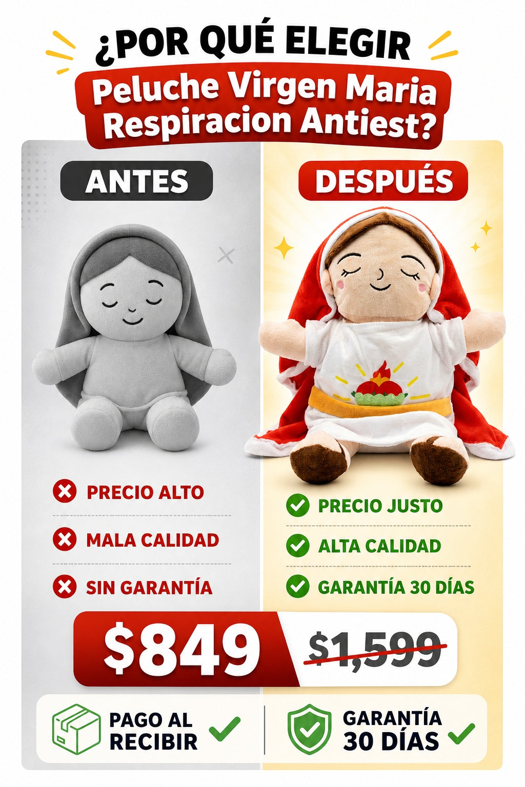 Peluche Virgen Maria Respiracion Antiest - imagen 4