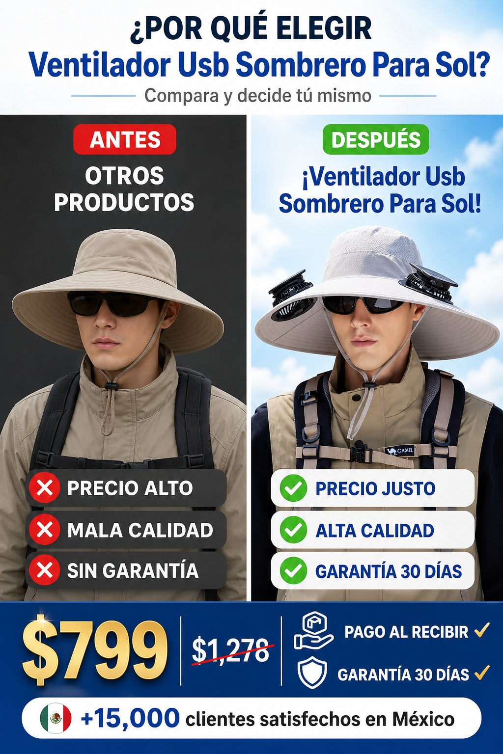 Ventilador Usb Sombrero Para Sol - imagen 4