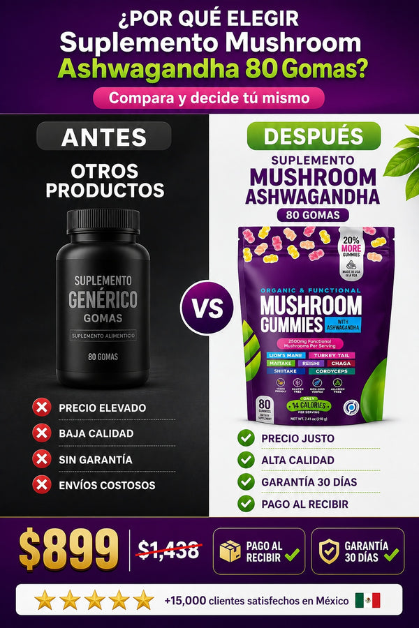 Suplemento Mushroom Ashwagandha 80 Gomas - imagen 4