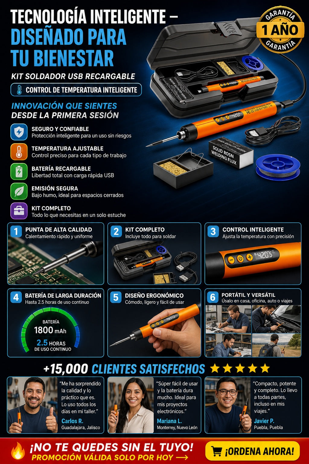 Kit Soldador Usb Recargable Temperatura - imagen 5
