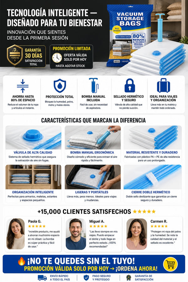 Bolsas Al Vacio Con Bomba Almacenamiento 📦 Contenido del paquete: • 1 x Bomba de aire manual    • 5 x Bolsas de almacenamiento al vacío - imagen 5