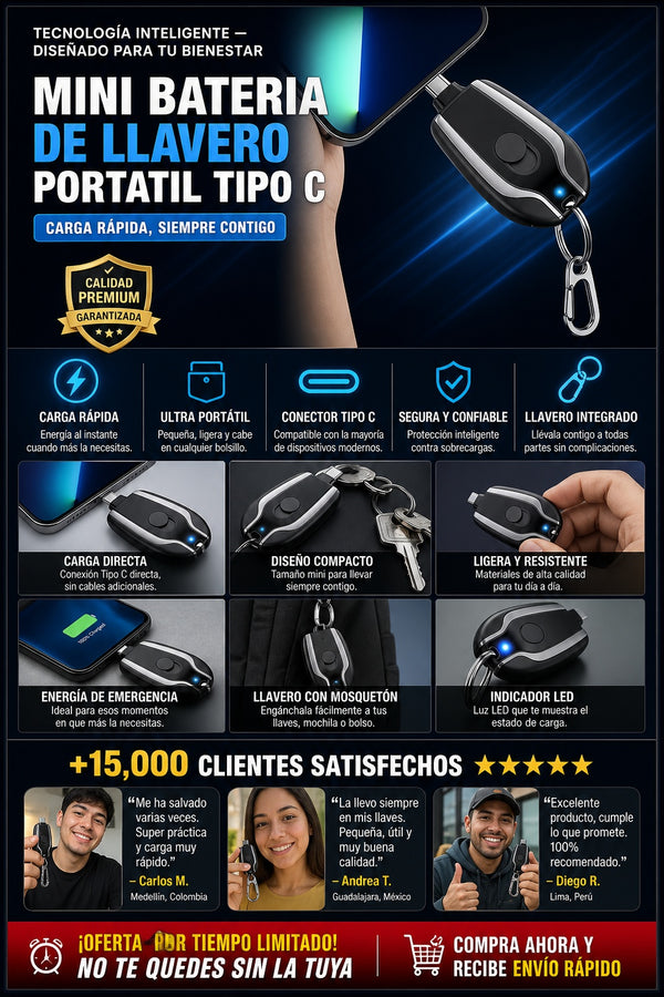 Mini Bateria De Llavero Portatil Tipo C - imagen 5