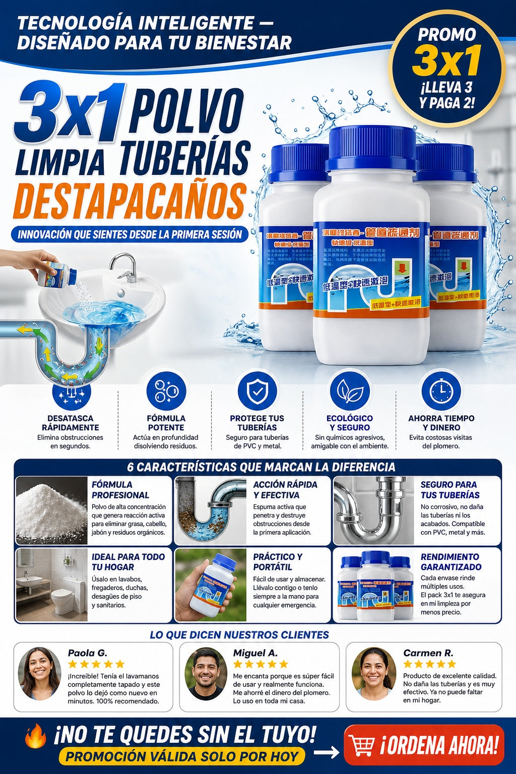 3x1 Polvo Limpia Tuberias Destapacanos - imagen 5