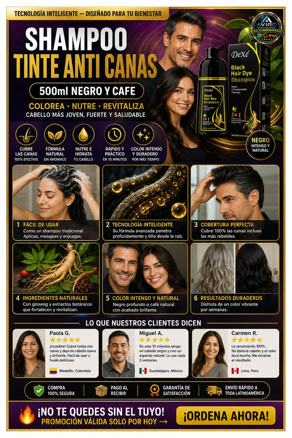 Shampoo Tinte Anti Canas 500ml NEGRO Y CAFE - imagen 5