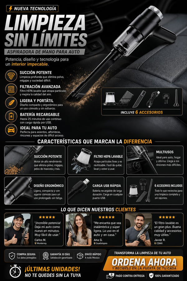 Aspiradora Portatil Para Auto De Mano - imagen 5