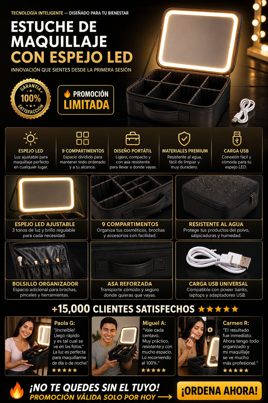 Estuche De Maquillaje Con Espejo Led - imagen 5