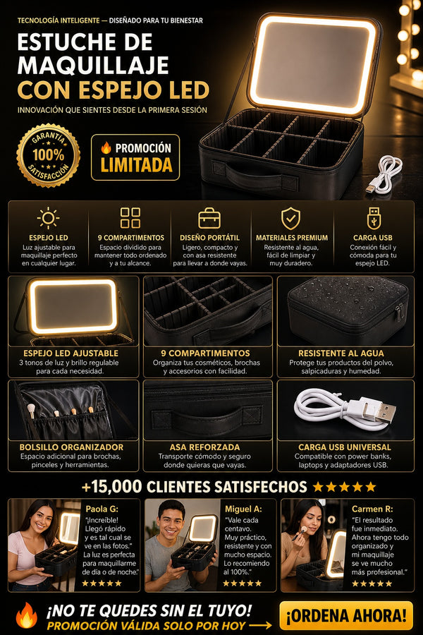 Estuche De Maquillaje Con Espejo Led - imagen 5