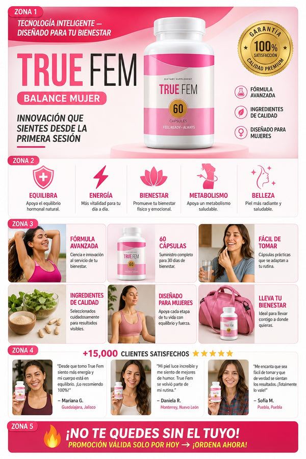 Suplemento True Fem Balance Mujer 60 Cap - imagen 5