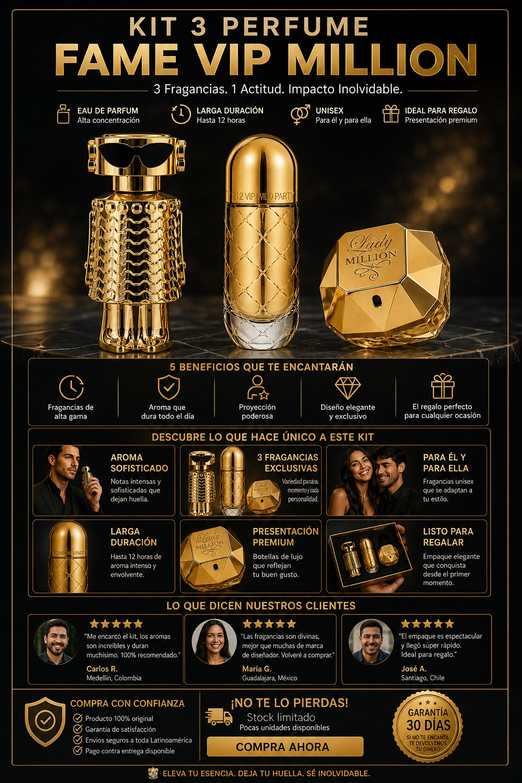 Kit 3 Perfume Fame Vip Million - imagen 5