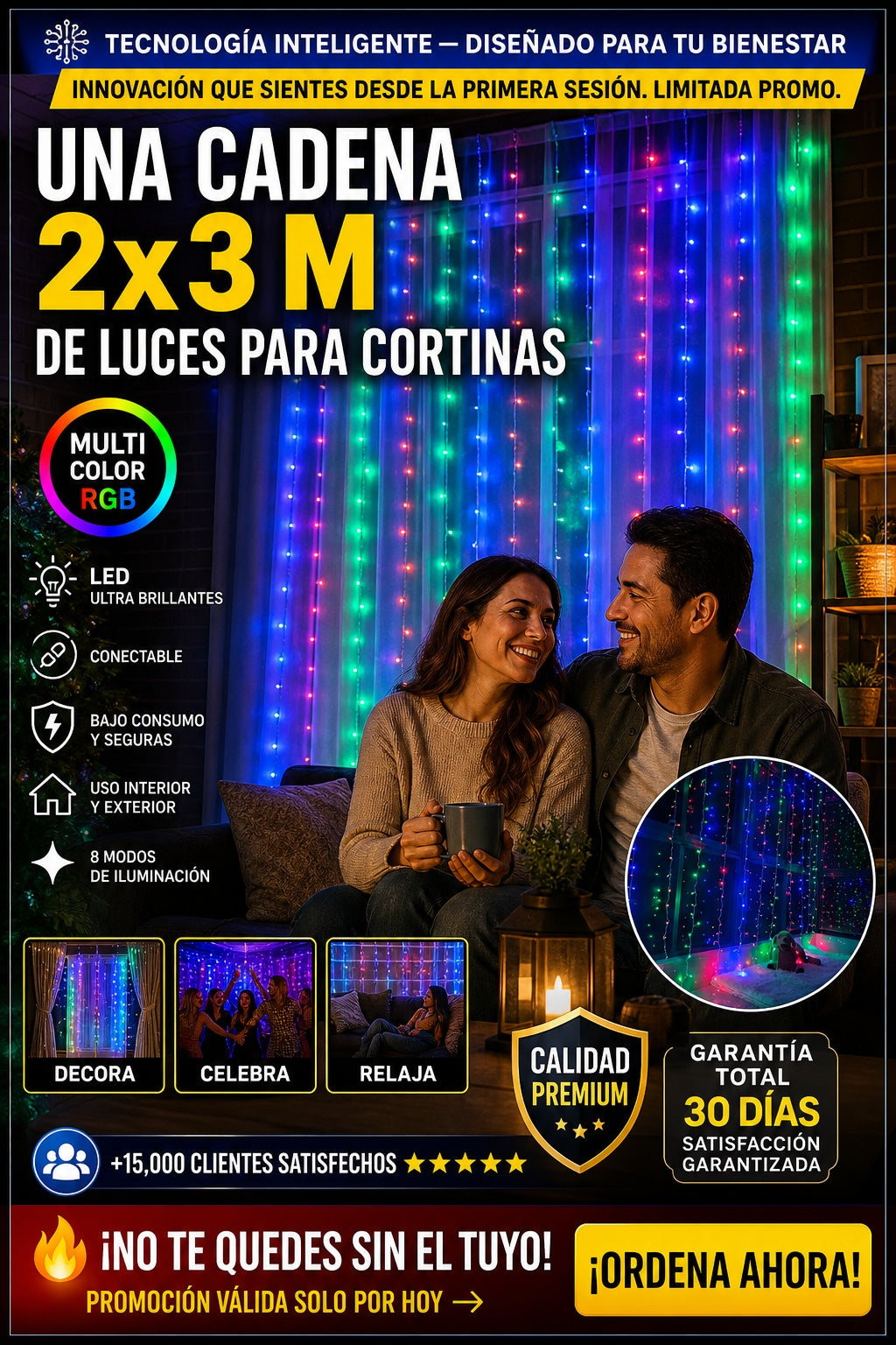 Una Cadena 2x3 M De Luces Para Cortinas - imagen 5