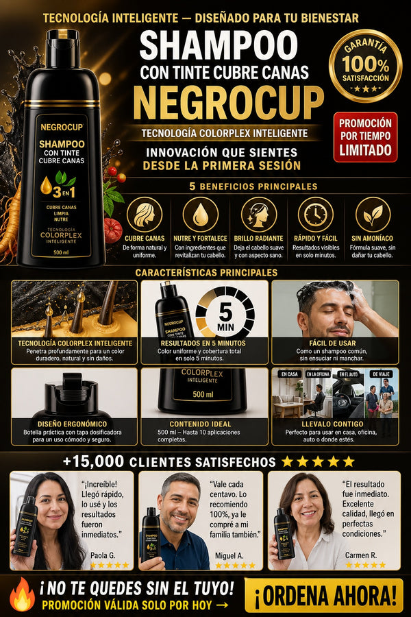Shampoo Con Tinte Cubre Canas Negrocup - imagen 5