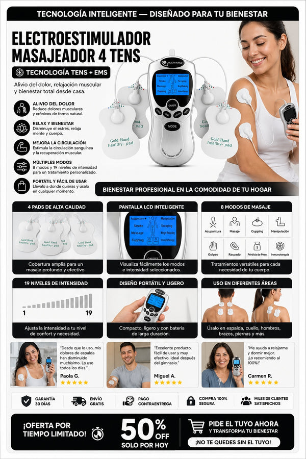 Electroestimulador Masajeador 4 Tens - imagen 5