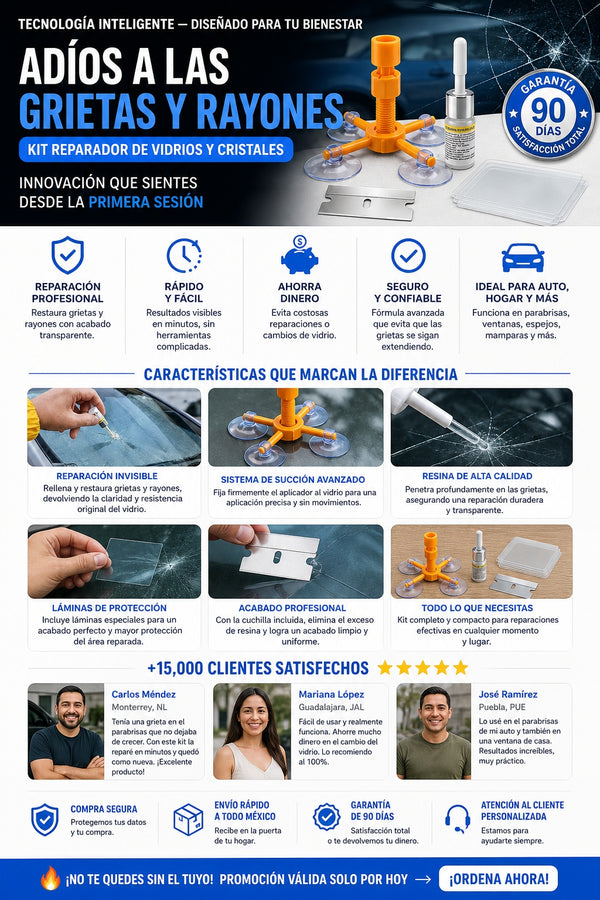 Adiós a las Grietas y Rayones – Kit Reparador de Vidrios y Cristales - imagen 5