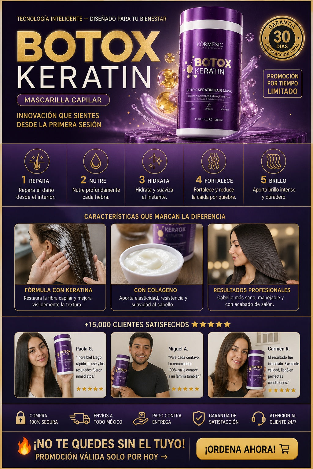 Mascarilla Capilar Botox Keratina Reparadora 1000ml - imagen 5