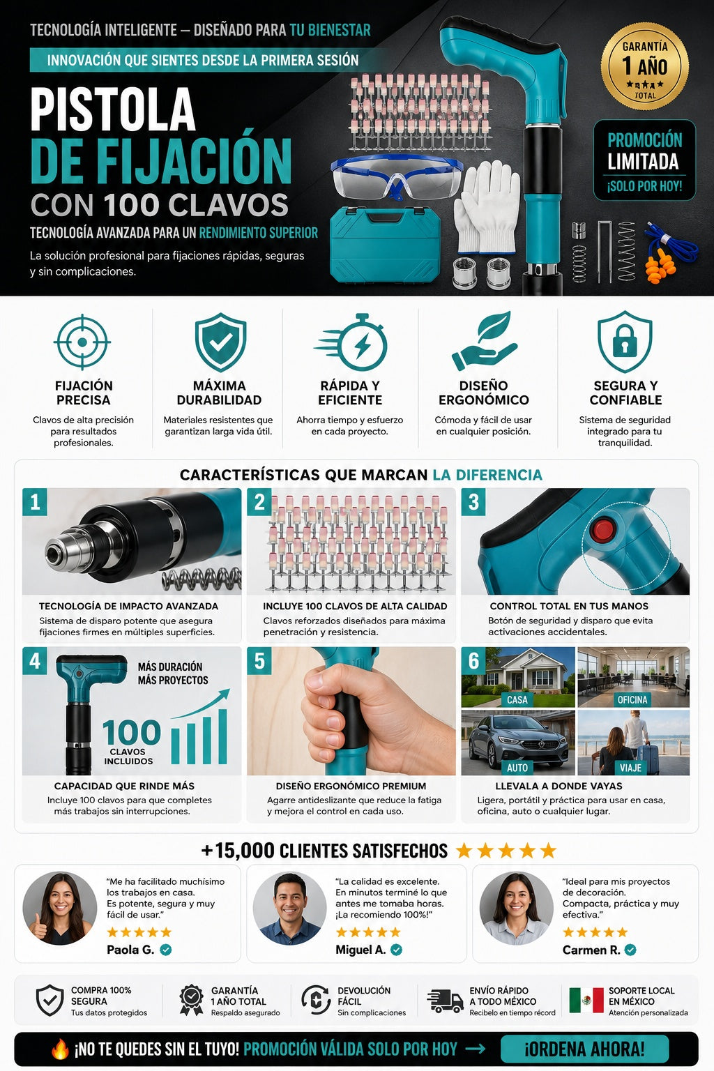 Pistola De Fijacion Con 100 Clavos - imagen 5