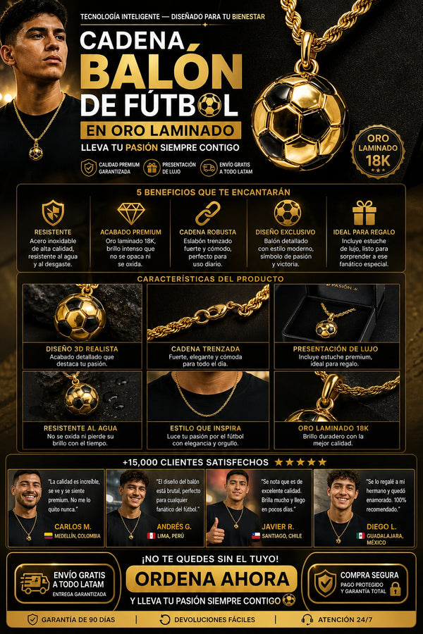 Cadena Balón de Fútbol en Oro Laminado — Lleva tu pasión siempre contigo - imagen 5