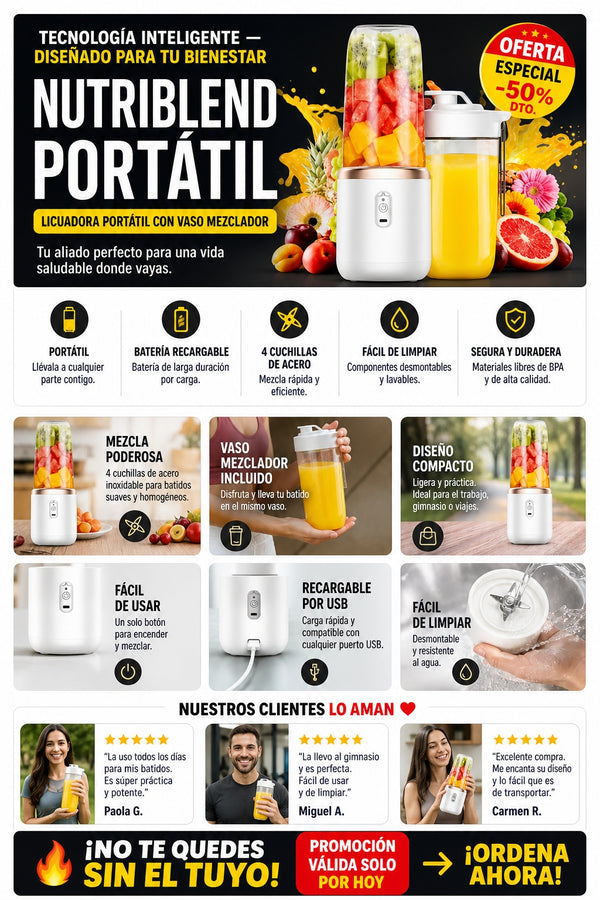 Licuadora Portatil Con Vaso Mezclador - imagen 5