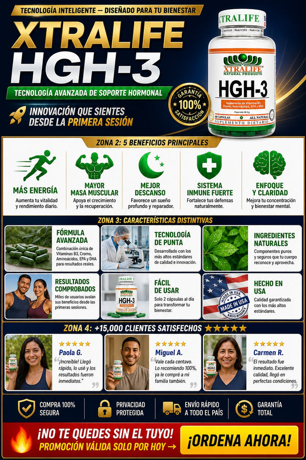 Suplemento Xtralife Hgh3 Crecimiento - imagen 5