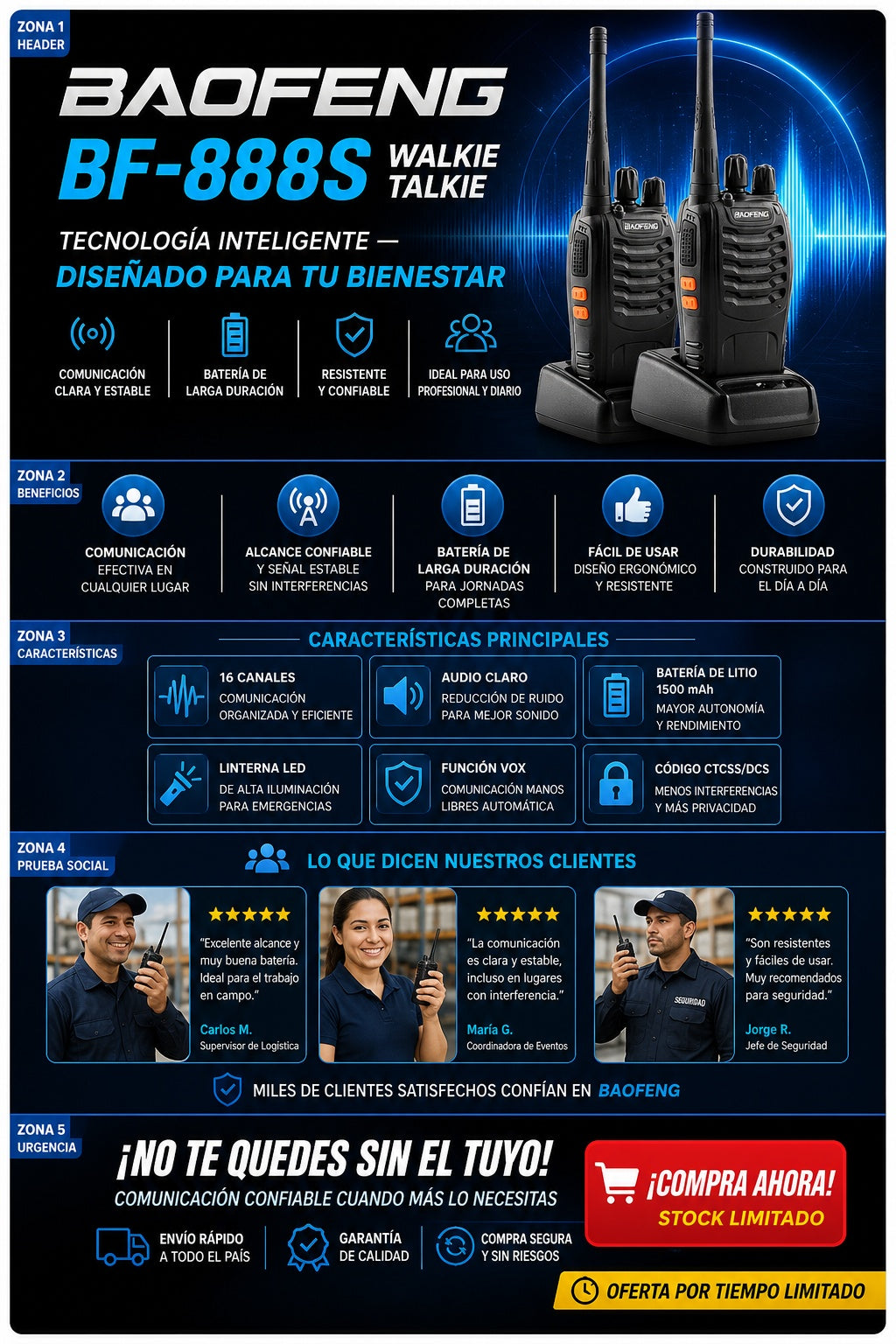 Radios Walkie Talkie Bf888s Recargables - imagen 5