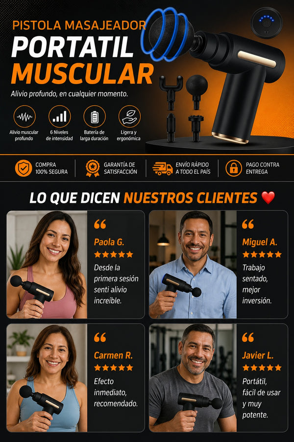 Pistola Masajeador Portatil Muscular - imagen 6