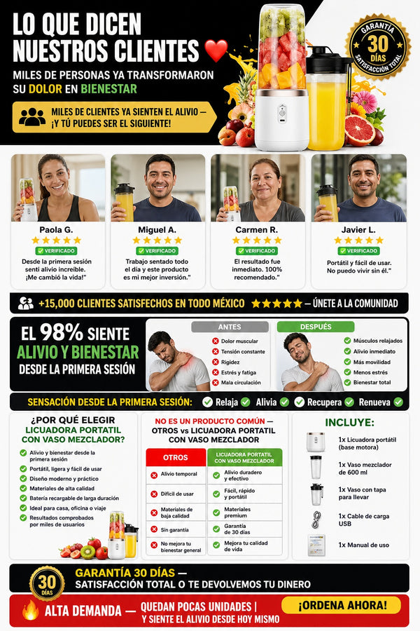 Licuadora Portatil Con Vaso Mezclador - imagen 6