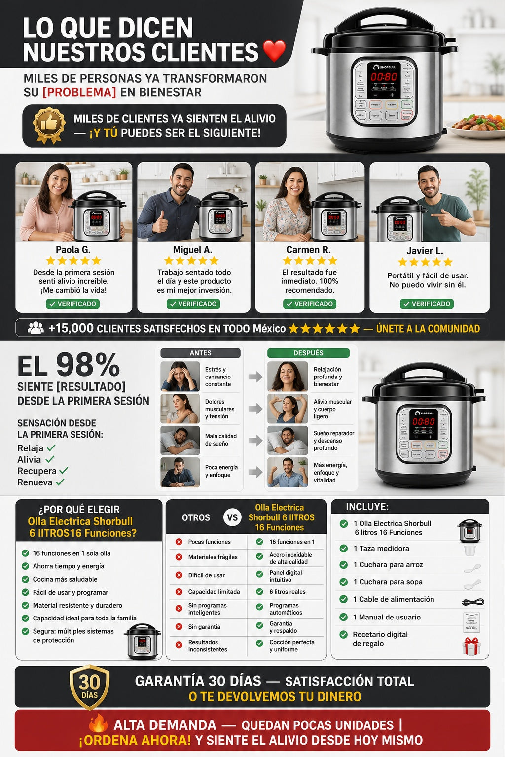 Olla Electrica Shorbull 6 lITROS16 Funciones - imagen 6